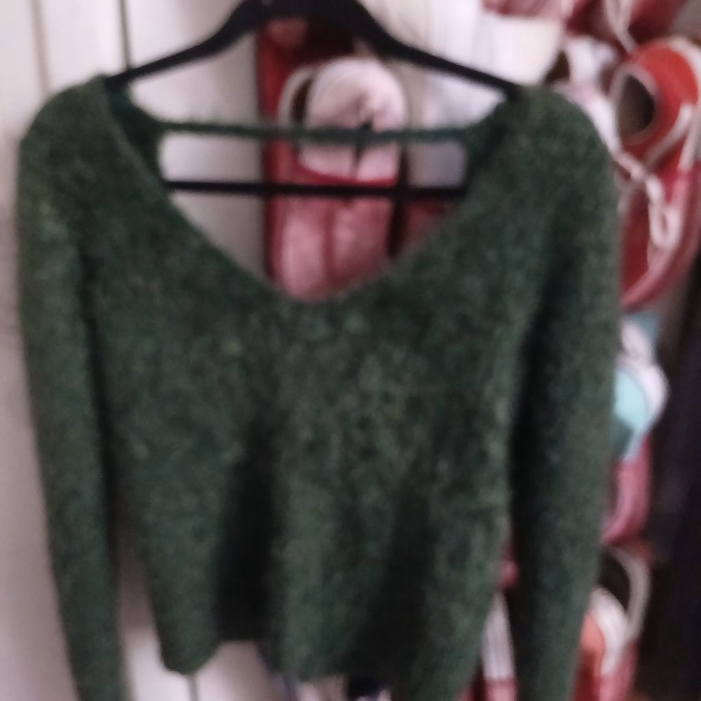 Women's Bebe Dark Green V-Neck Sweater Size L